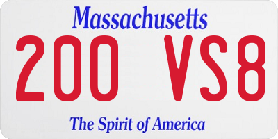 MA license plate 200VS8