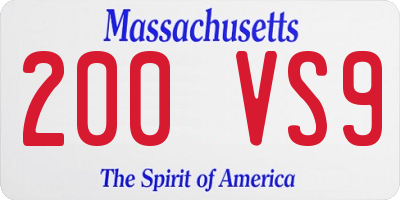 MA license plate 200VS9