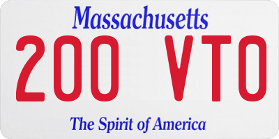 MA license plate 200VT0