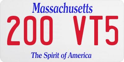 MA license plate 200VT5