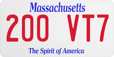 MA license plate 200VT7