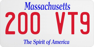 MA license plate 200VT9