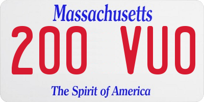 MA license plate 200VU0