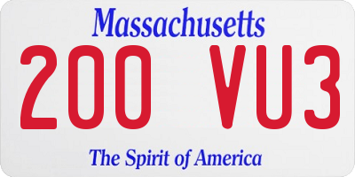 MA license plate 200VU3