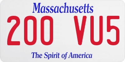 MA license plate 200VU5