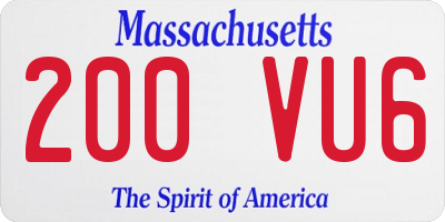 MA license plate 200VU6