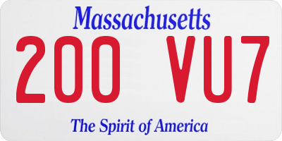 MA license plate 200VU7