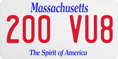 MA license plate 200VU8