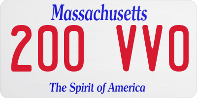 MA license plate 200VV0