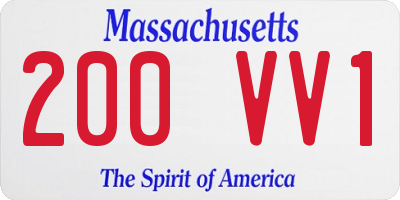 MA license plate 200VV1