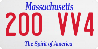 MA license plate 200VV4