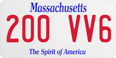 MA license plate 200VV6