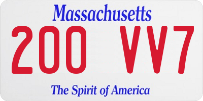MA license plate 200VV7