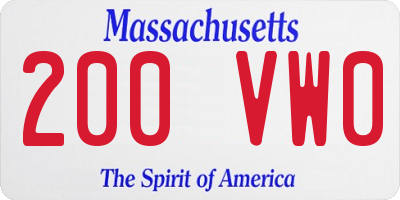 MA license plate 200VW0