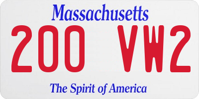 MA license plate 200VW2