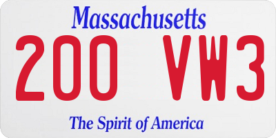 MA license plate 200VW3