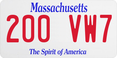 MA license plate 200VW7