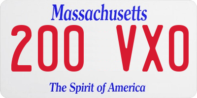 MA license plate 200VX0
