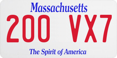 MA license plate 200VX7