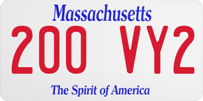 MA license plate 200VY2