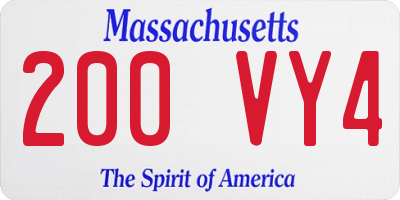 MA license plate 200VY4
