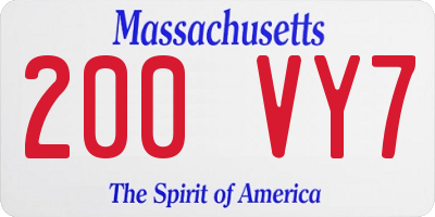 MA license plate 200VY7