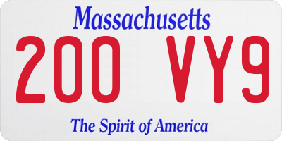 MA license plate 200VY9