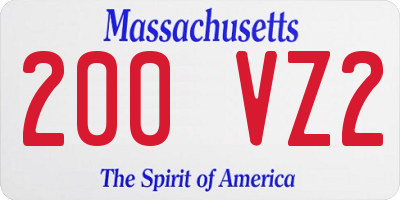 MA license plate 200VZ2