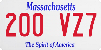 MA license plate 200VZ7