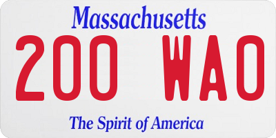 MA license plate 200WA0
