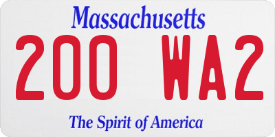MA license plate 200WA2