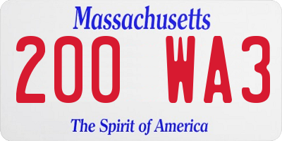 MA license plate 200WA3