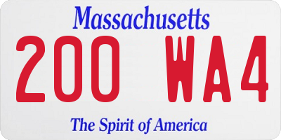 MA license plate 200WA4