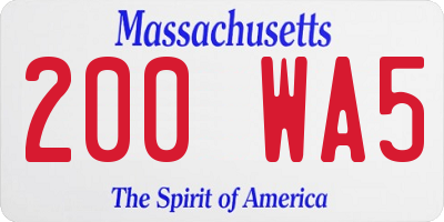 MA license plate 200WA5