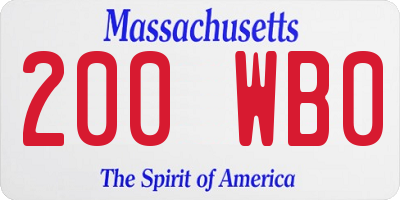MA license plate 200WB0