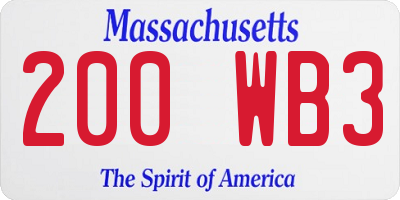 MA license plate 200WB3