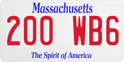 MA license plate 200WB6