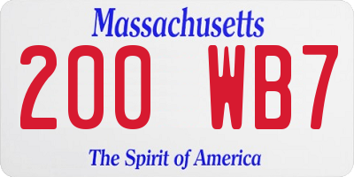 MA license plate 200WB7