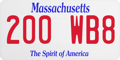 MA license plate 200WB8