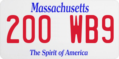 MA license plate 200WB9