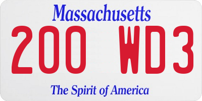 MA license plate 200WD3