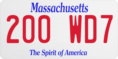 MA license plate 200WD7