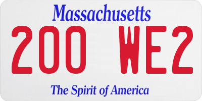 MA license plate 200WE2