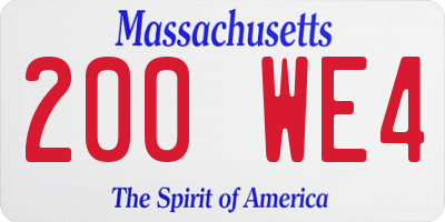 MA license plate 200WE4