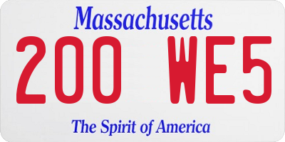 MA license plate 200WE5