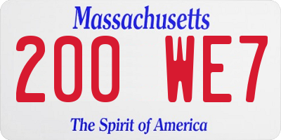 MA license plate 200WE7