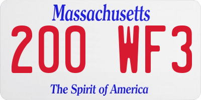 MA license plate 200WF3