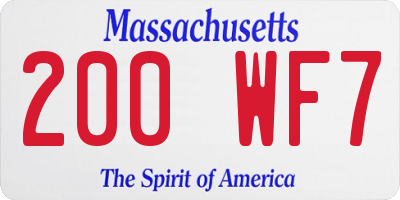 MA license plate 200WF7
