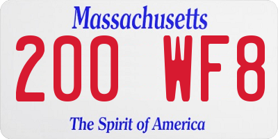 MA license plate 200WF8