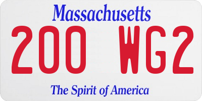 MA license plate 200WG2